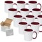 11 oz White Ceramic Sublimation Coffee Mug with DARK RED Color Inside/Handle - Cardboard Box with Foam Supports Case of 12